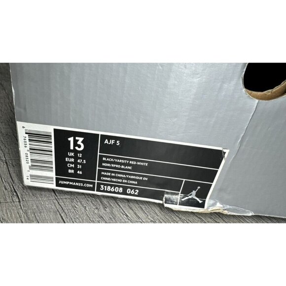 Jordan Fusion 5 Shoes Mens 13 Varsity Red Black Athletic Sneakers‎ with Box main image 5